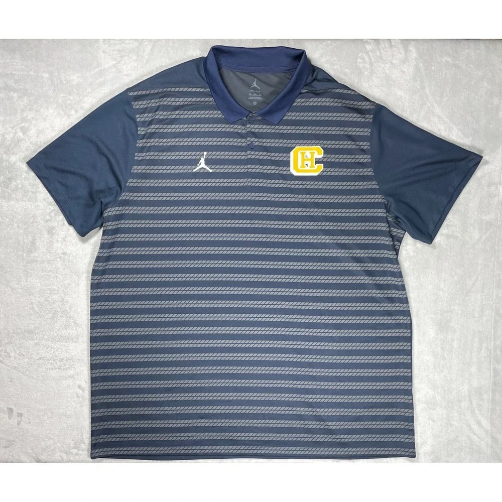 Jordan Dri-FIT Campbell Hall Mens 3XL Blue Polo Shirt Basketball Athletic School